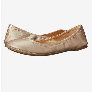 Lucky Brand Emmie Leather Ballet Flat Sz:6 Platinum Gold Beige